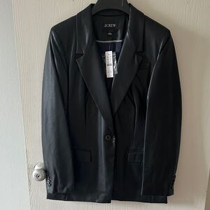 J. Crew Women's Faux Leather Black Blazer